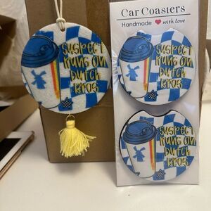 Car coaster & freshener set